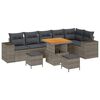 vidaXL Set Divano da Giardino 9 pz 6-Numero di posti Grigio polyrattan