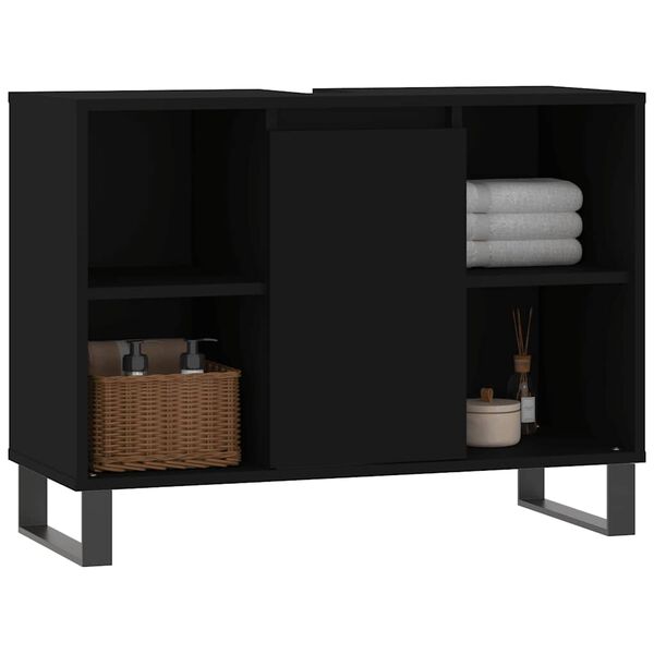 vidaXL Mobile da Bagno Nero 80x33x60 cm in Legno Multistrato