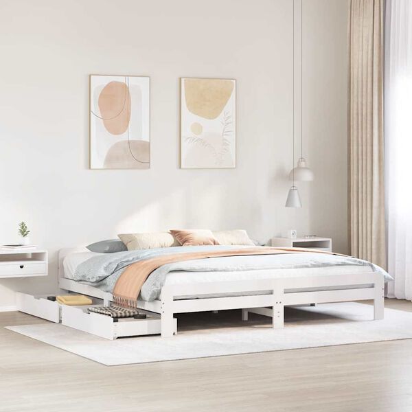 vidaXL Letto senza Materasso Bianco 180x200 cm Legno Massello di Pino
