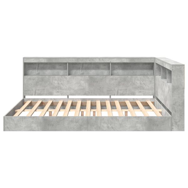 vidaXL Letto Libreria Grigio cemento 140 x 200 cm Legno multistrato