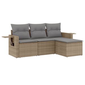 vidaXL Set Divano da Giardino 4 pz con Cuscini Beige in Polyrattan