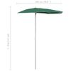 vidaXL Ombrellone Semicircolare da Giardino con Palo 180x90 cm Verde