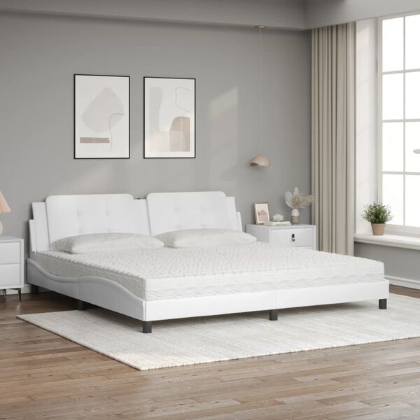 vidaXL Letto con Materasso Zadar Bianco 200x200cm in Similpelle
