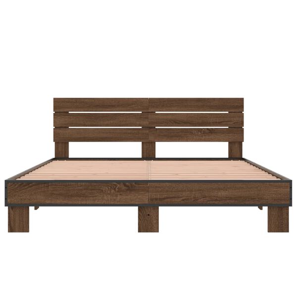 vidaXL Giroletto Rovere Marrone 160x200cm in Legno Multistrato Metallo