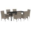 vidaXL Set da Pranzo per Giardino con cuscino 7 pcs Grigio polyrattan