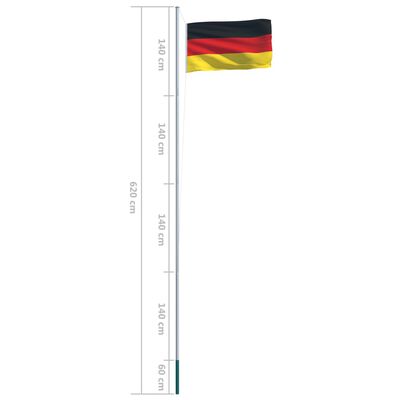 vidaXL Bandiera della Germania con Pennone in Alluminio 6,2 m