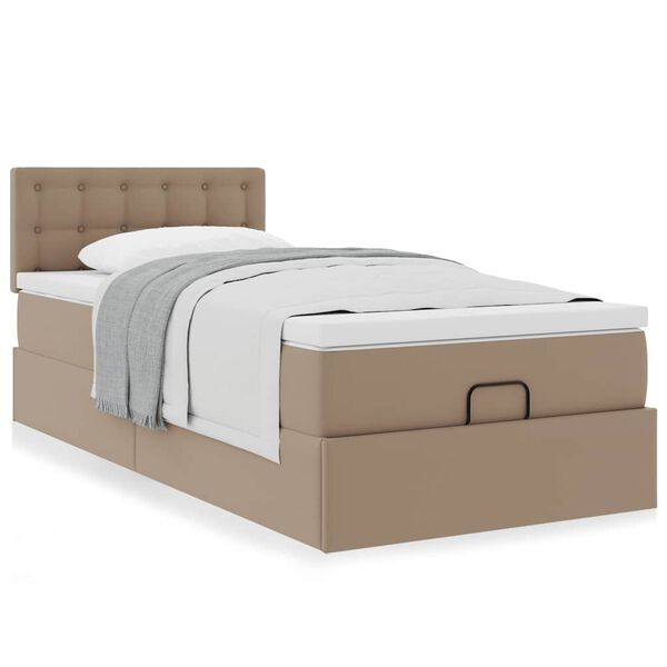 vidaXL Letto Pouf con Materasso Cappucino 90x200 cm Similpelle