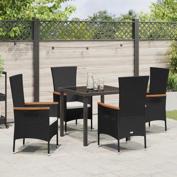 vidaXL Set da Pranzo per Giardino con cuscino 5 pcs Nero
