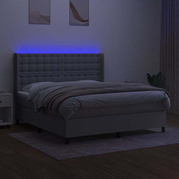 vidaXL Letto a Molle Materasso e LED Grigio Chiaro 180x200 cm Tessuto
