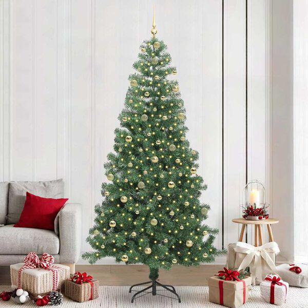 vidaXL Albero di Natale con 300 LED con supporto Verde 240 cm PVC