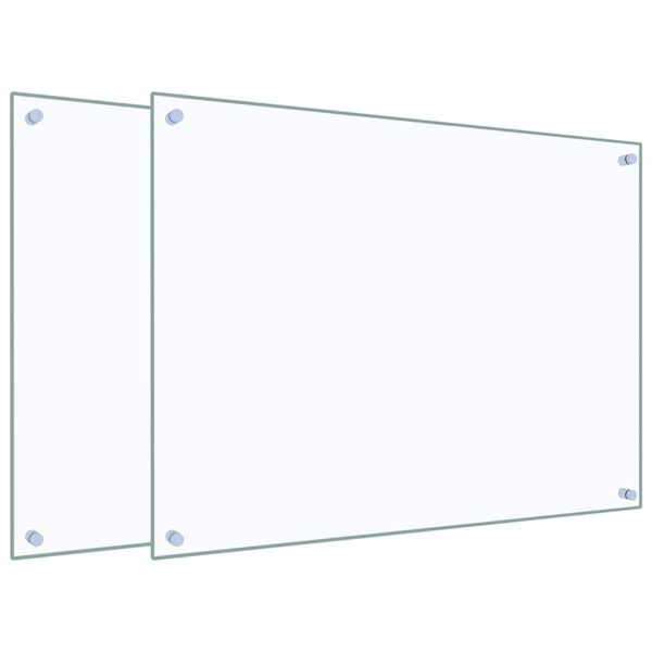 vidaXL Paraschizzi per Cucina 2 pz Trasparente 80x60cm Vetro Temperato