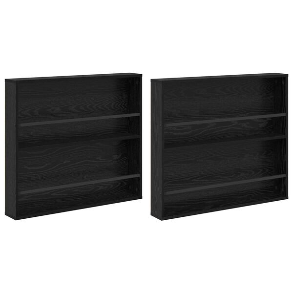 vidaXL Scaffale per riviste 2 pcs Rovere Nero 80 x 12 x 70 cm