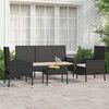 vidaXL Set Divani da Giardino 4 pz con Cuscini Nero in Polyrattan
