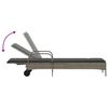 vidaXL Lettino Prendisole con Ruote e Cuscino in Polyrattan Grigio