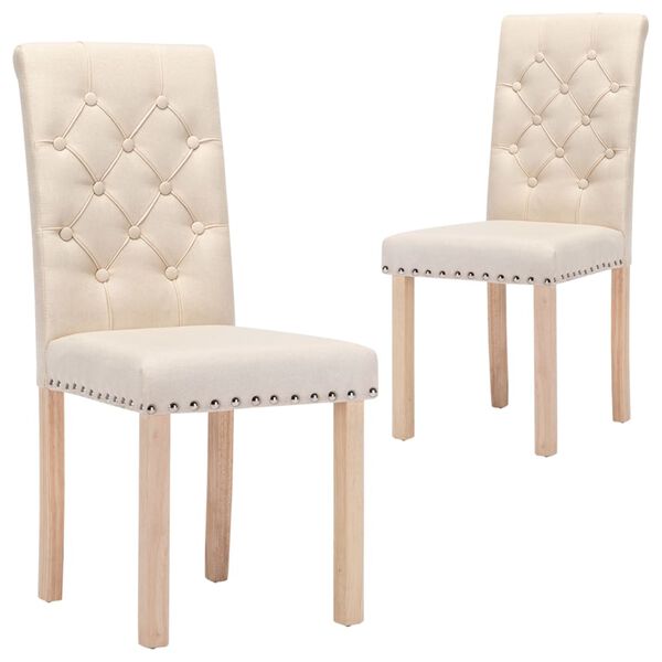 vidaXL Sedie da Pranzo 2 pz Crema in Tessuto