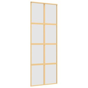 vidaXL Porta Scorrevole Dorata 76x205 Vetro Smerigliato ESG Alluminio