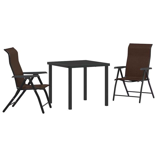 vidaXL Set da Pranzo per Giardino 3 pcs Marrone