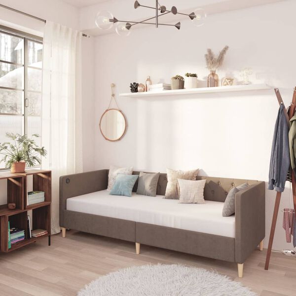 vidaXL Dormeuse con Materasso USB Tortora in Tessuto 90x200 cm