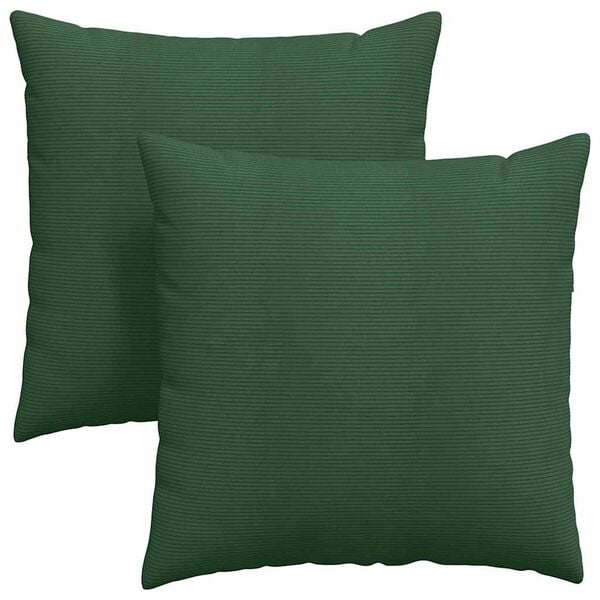 vidaXL Cuscini da Divano 2 pcs Verde Scuro 60 x 60 cm Tessuto in Cords