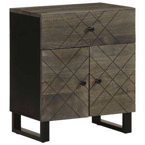 vidaXL Comodino Nero 50x33x60 cm in Legno Massello di Mango