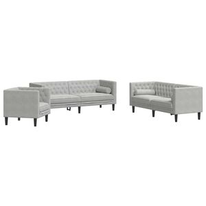 vidaXL Divano per Soggiorno 3 pcs Grigio chiaro 194 x 74,5 x 70,5 cm