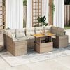 vidaXL Set Divano da Giardino 8 pz con Cuscini Beige in Polyrattan