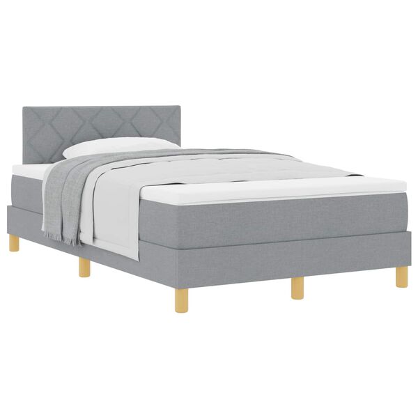 vidaXL Letto a molle con materasso Grigio chiaro 120 x 200 cm Tessuto