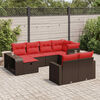 vidaXL Set Divani da Giardino 10pz con Cuscini in Polyrattan Marrone