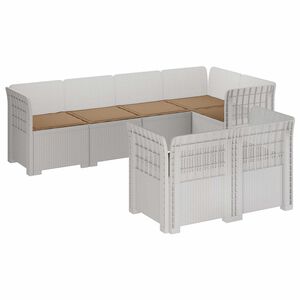vidaXL Divano 7 Posti da Giardino con Cuscini Aspetto Rattan PP Bianco