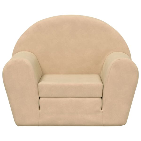 vidaXL Divano Letto per Bambini Crema in Morbido Peluche