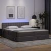 vidaXL Letto con contenitore e LED Grigio 180 x 200 cm Pelle Sintetica