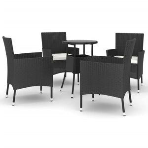 vidaXL Set Bistr&ograve; da Giardino 5 pz con Cuscini in Polyrattan Nero