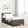 vidaXL Letto a molle con materasso Grigio scuro 90 x 200 cm Tessuto