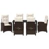 vidaXL Set da Pranzo per Giardino con cuscino 7 pcs Marrone polyrattan