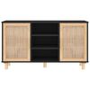 vidaXL Credenza Nera 105x30x60cm Legno Massello Pino e Rattan Naturale