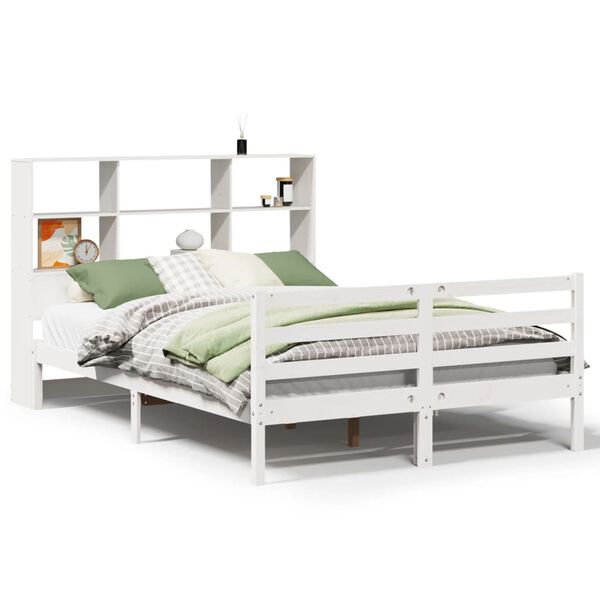 vidaXL Letto Libreria senza Materasso Bianco 140x190 cm Legno di Pino