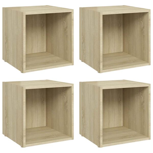 vidaXL Mobili Porta TV 4pz Rovere Sonoma 37x35x37 cm Legno Multistrato