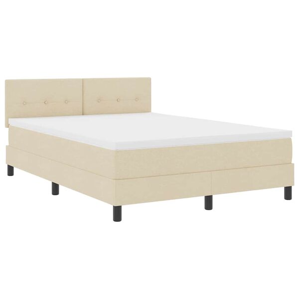 vidaXL Letto a molle con materasso Crema 140 x 200 cm Tessuto