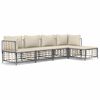 vidaXL Set Divani da Giardino 5 pz con Cuscini Antracite in Polyrattan