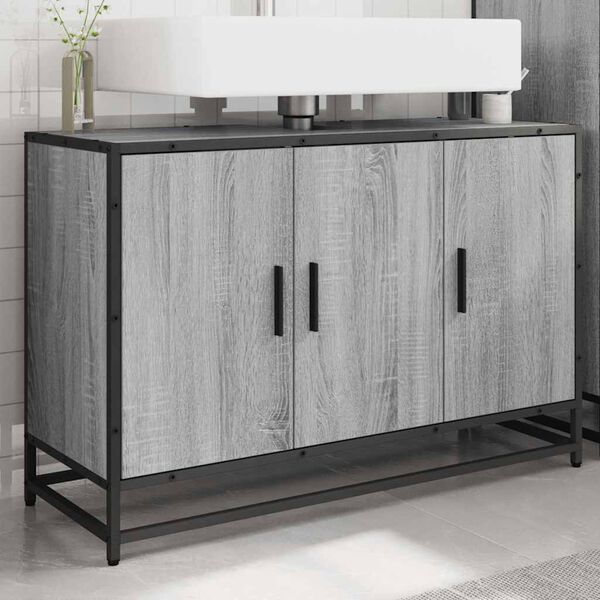 vidaXL Mobile Lavabo Bagno Grigio Sonoma 90x33x60 cm Legno Multistrato