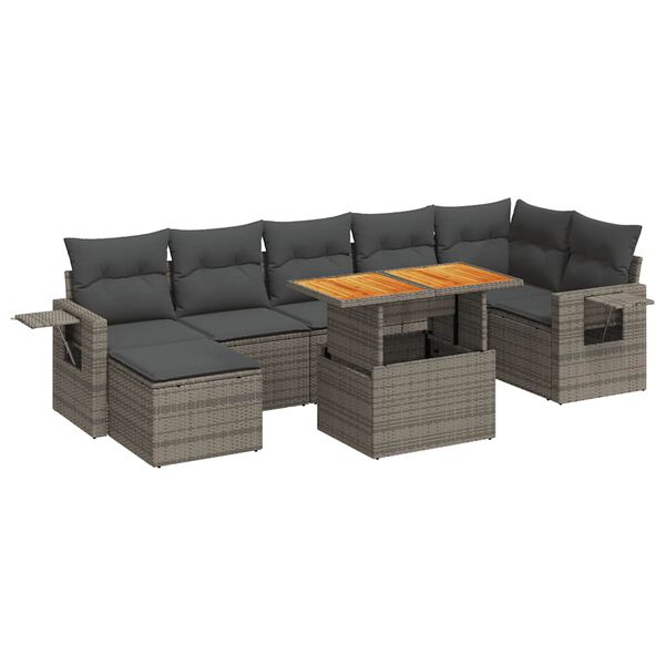 vidaXL Set Divano da Giardino 8 pz con Cuscini Grigio in Polyrattan