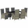 vidaXL Set da Pranzo per Giardino con cuscino 7 pcs Grigio polyrattan
