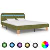 vidaXL Giroletto con LED senza Materasso Verde 160x200 cm Tessuto