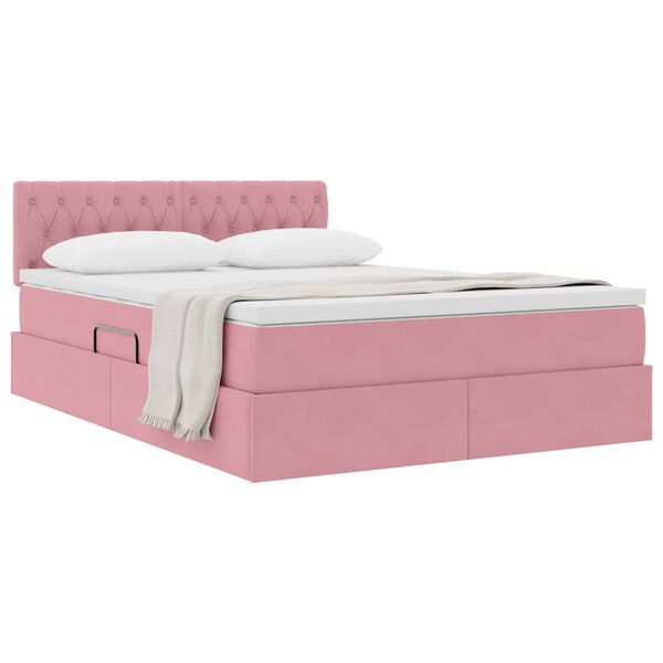 vidaXL Letto con Contenitore con materasso Rosa 140 x 190 cm Velluto