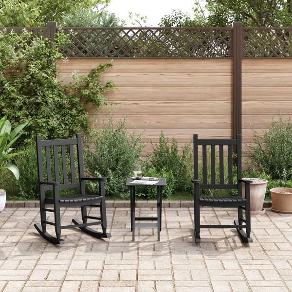 vidaXL Sedie a Dondolo per Bambini 2 pz Nere Legno Massello di Pioppo