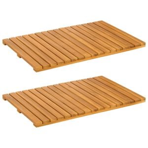 vidaXL Tappeto da bagno Marrone 60 x 40 cm Legno di Acacia Massello
