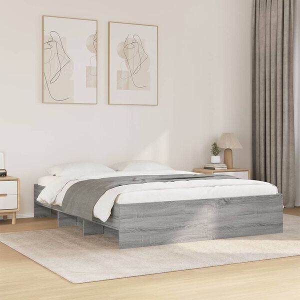 vidaXL Giroletto senza Materasso Grigio Sonoma 160x200 cm Truciolato