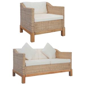 vidaXL Set di Divani 3 pz con Cuscini in Rattan Naturale