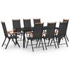 vidaXL Set da Pranzo da Giardino 9 pz in Alluminio Nero