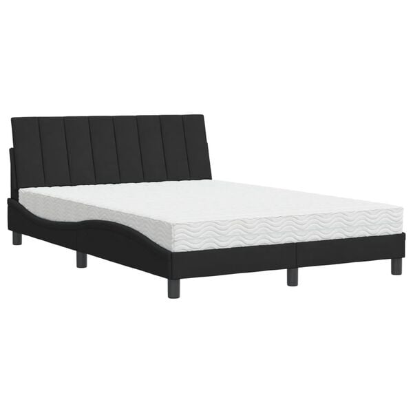 vidaXL Letto con Materasso Hanko Nero 120x200 cm in Velluto
